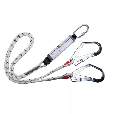 Portwest Double Kernmantle 1.8m Lanyard With Shock Absorber, White