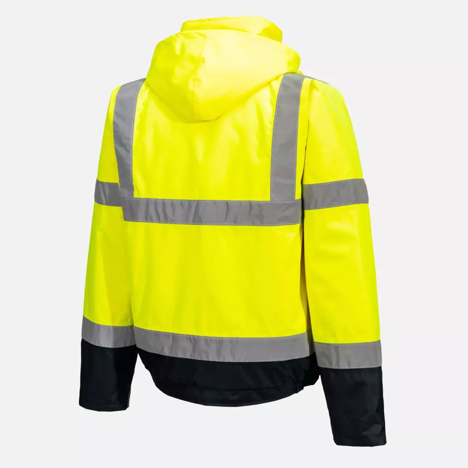 Portwest S266YNR, Hi-Vis Contrast Winter Bomber Jacket, Yellow/Navy, image 3, gallery thumbnail
