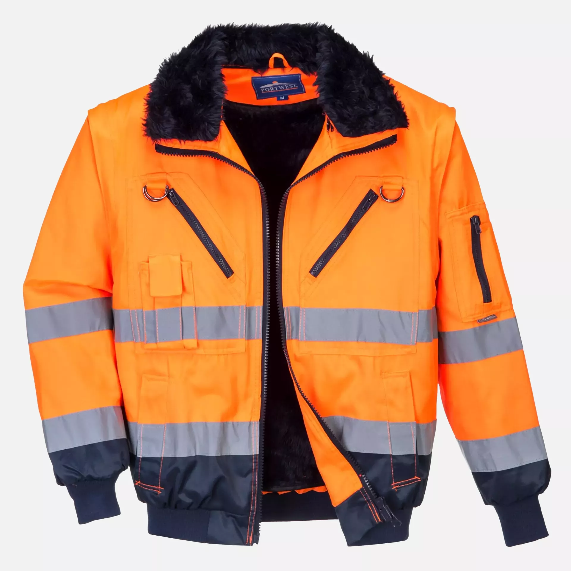 Portwest PJ50ONR, Hi-Vis 3-in-1 Contrast Pilot Jacket, Orange/Navy, image 8