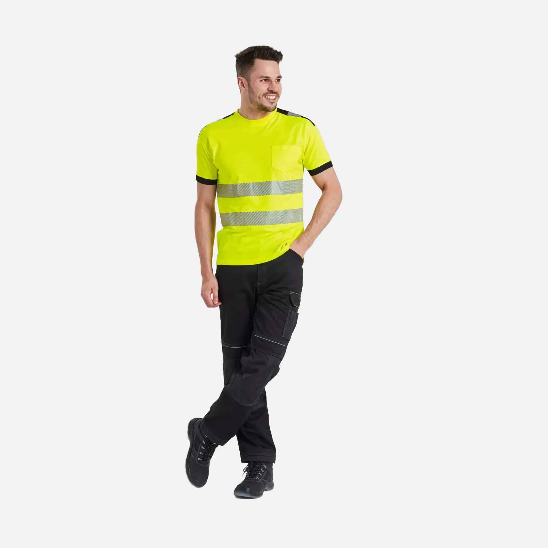 Portwest T181YBR, PW3 Hi-Vis Cotton Comfort T-Shirt S/S, Yellow/Black, image 7