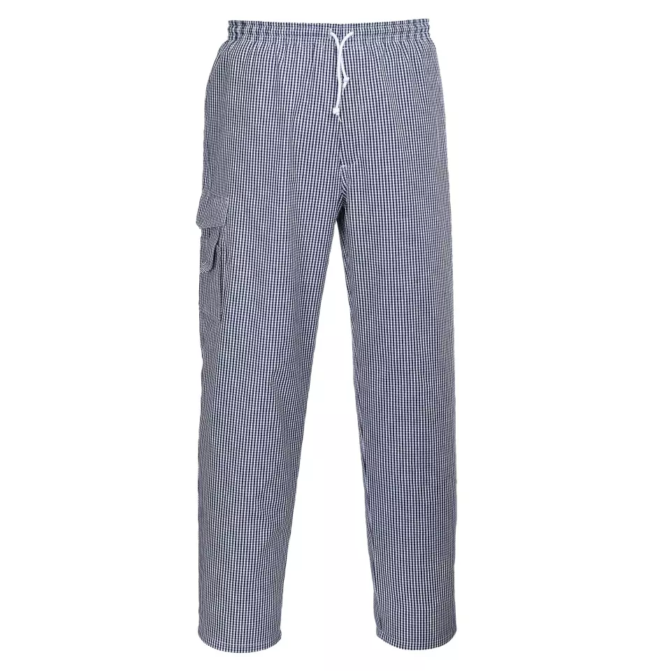 Portwest C078CHR, Chef's Chester Trousers, Blue Check, image 1, gallery thumbnail