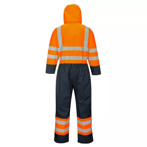Portwest Hi-Vis Contrast Winter Coverall, Orange/Navy