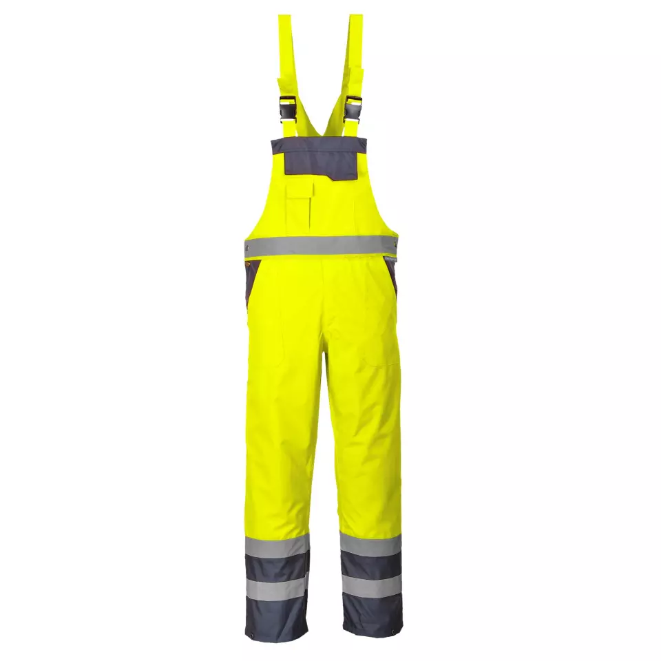 Portwest S488YNR, Hi-Vis Breathable Contrast Rain Bib and Brace, Yellow/Navy, image 3, gallery thumbnail