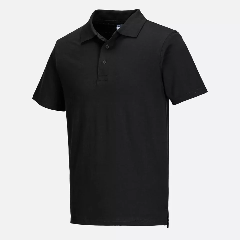 Portwest L210BKR, Lightweight Jersey Polo Shirt, Black, image 3, gallery thumbnail