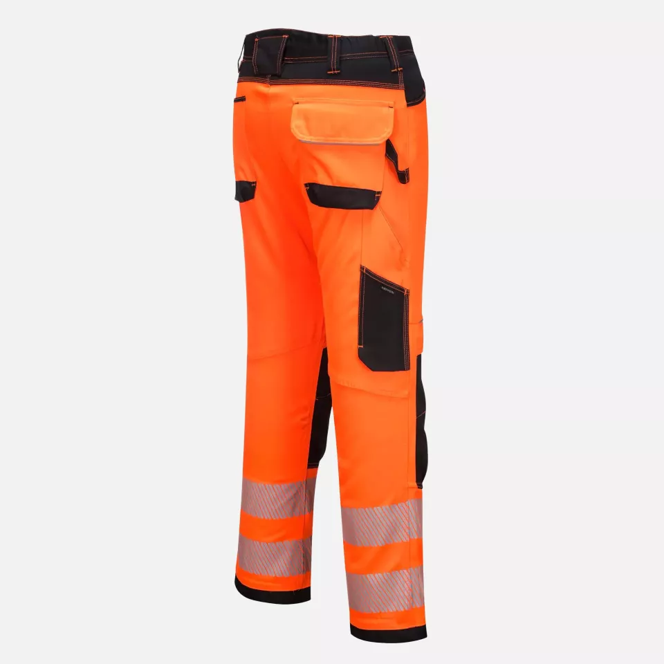 Portwest PW340OBR, PW3 Hi-Vis Work Trousers, Orange/Black, image 3, gallery thumbnail