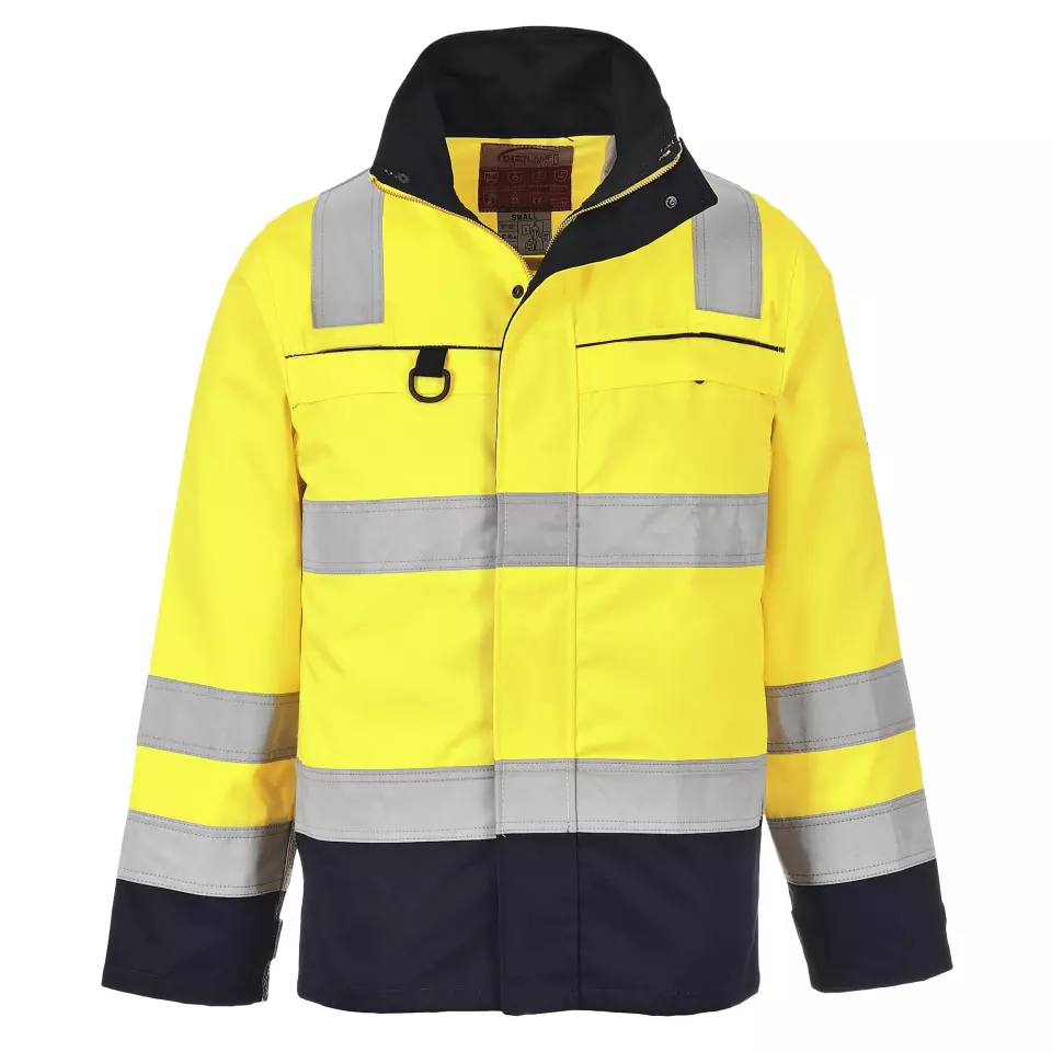 Portwest FR61YNR, Bizflame Work Hi-Vis Multi-Norm FR Jacket, Yellow/Navy, image 1, gallery thumbnail