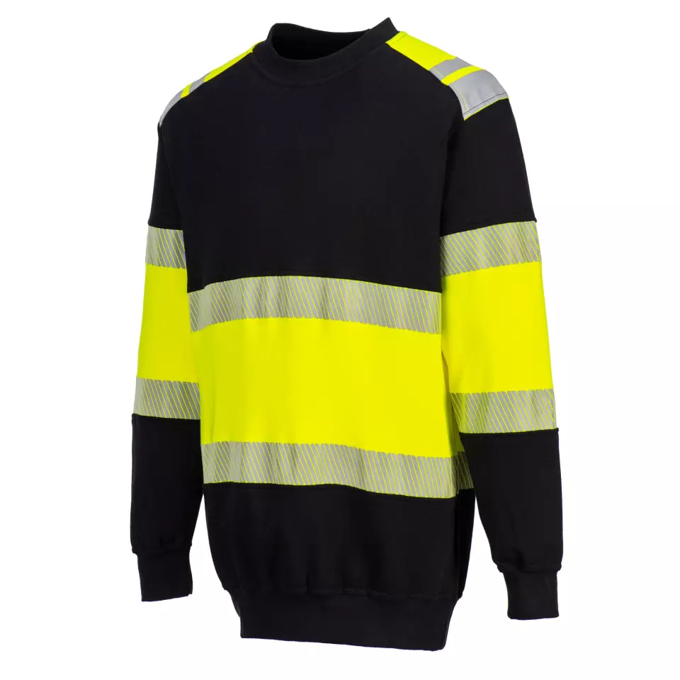 Portwest FR716YBR, PW3 FR Modaflame Hi-Vis Class 1 Sweatshirt, Yellow/Black, image 4, gallery thumbnail