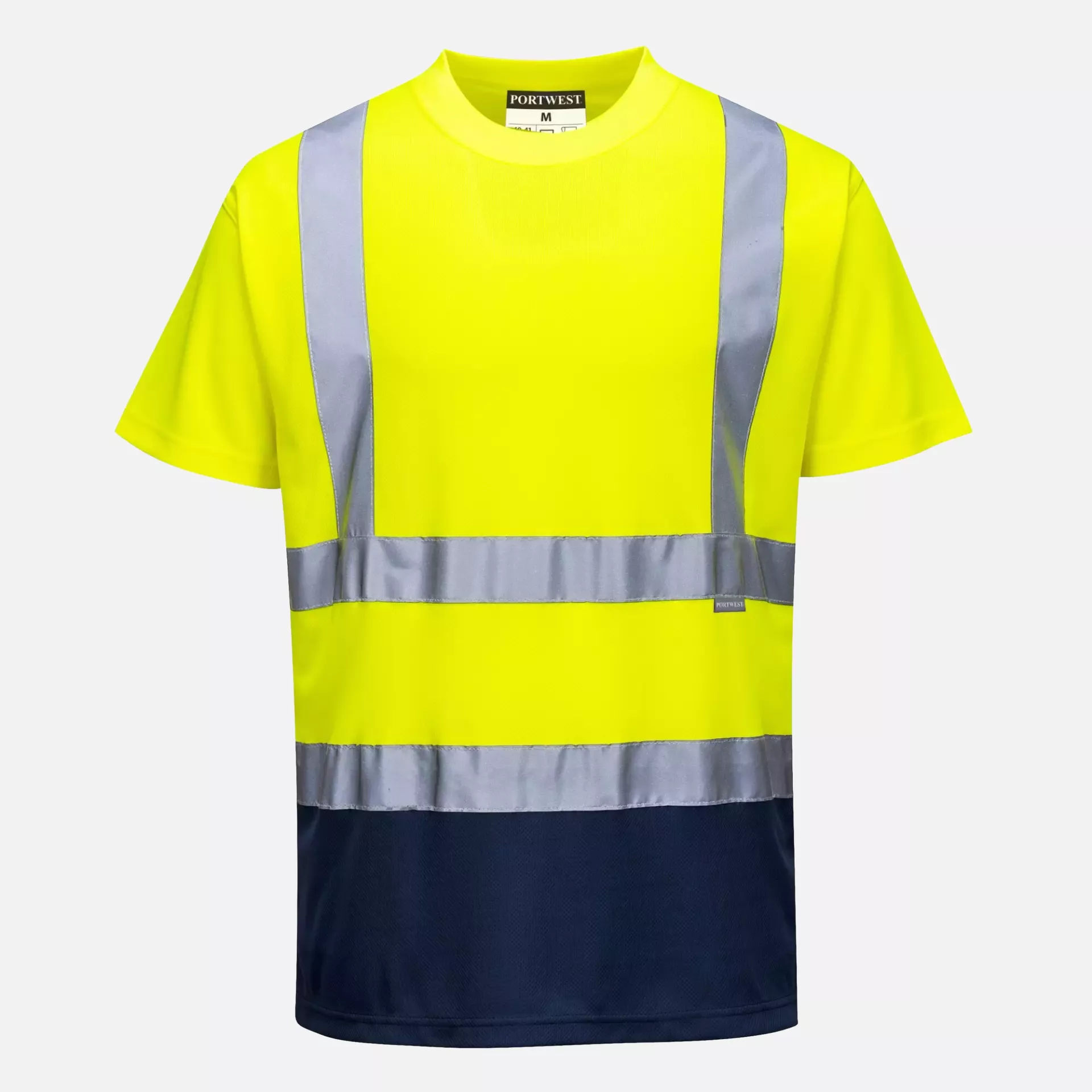 Portwest S378YNR, Hi-Vis Contrast T-Shirt S/S, Yellow/Navy, image 1
