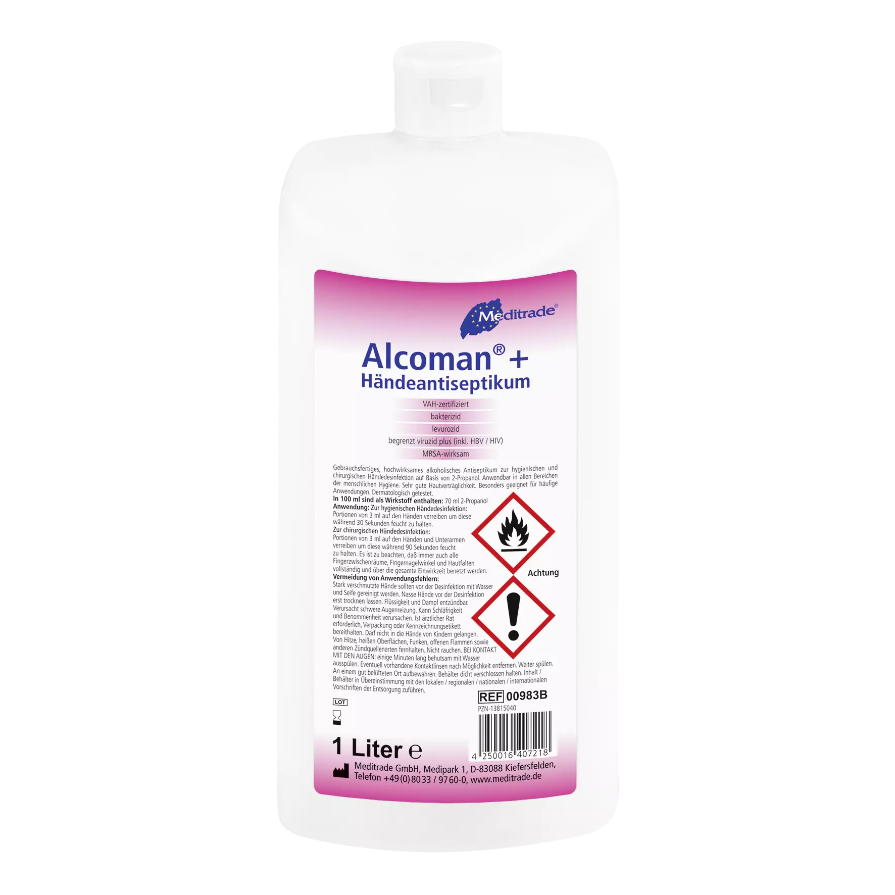 Meditrade 00983B, Alcoman®+ Hand Sanitizer, 1 L, image 1