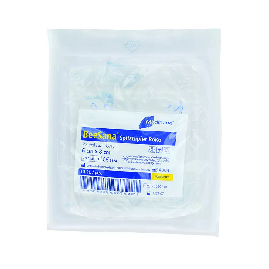 Meditrade 4004, BeeSana® Pointed Swab VM 20, X-Ray Detectable Thread, Sterile, 6 x 8 cm, Small, image 1, gallery thumbnail