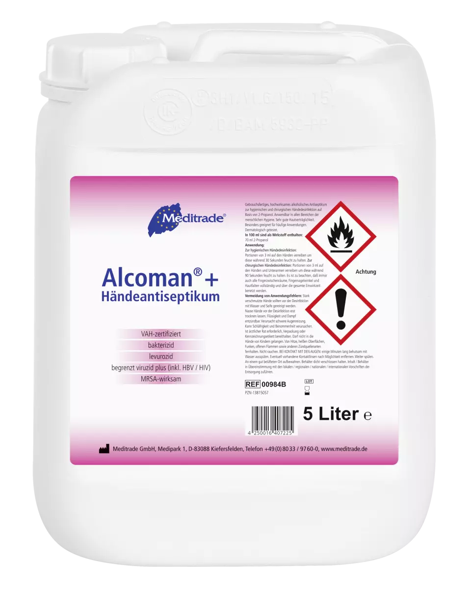 Meditrade 00984D, Alcoman® Hand Sanitizer, 5 L, image 1, gallery thumbnail