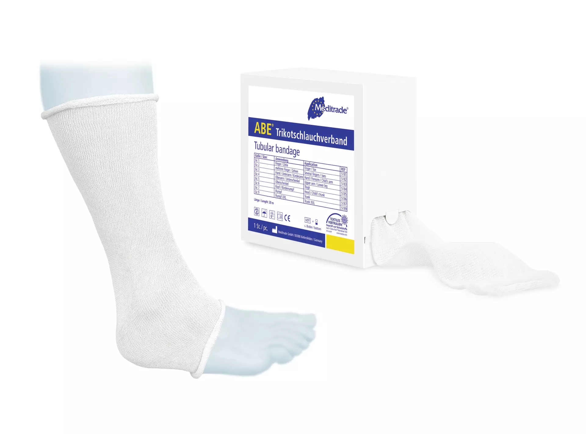 Meditrade 5182, ABE® Tubular Bandage, 2.5 cm x 20 m, Multiple Fingers, Toes, image 1