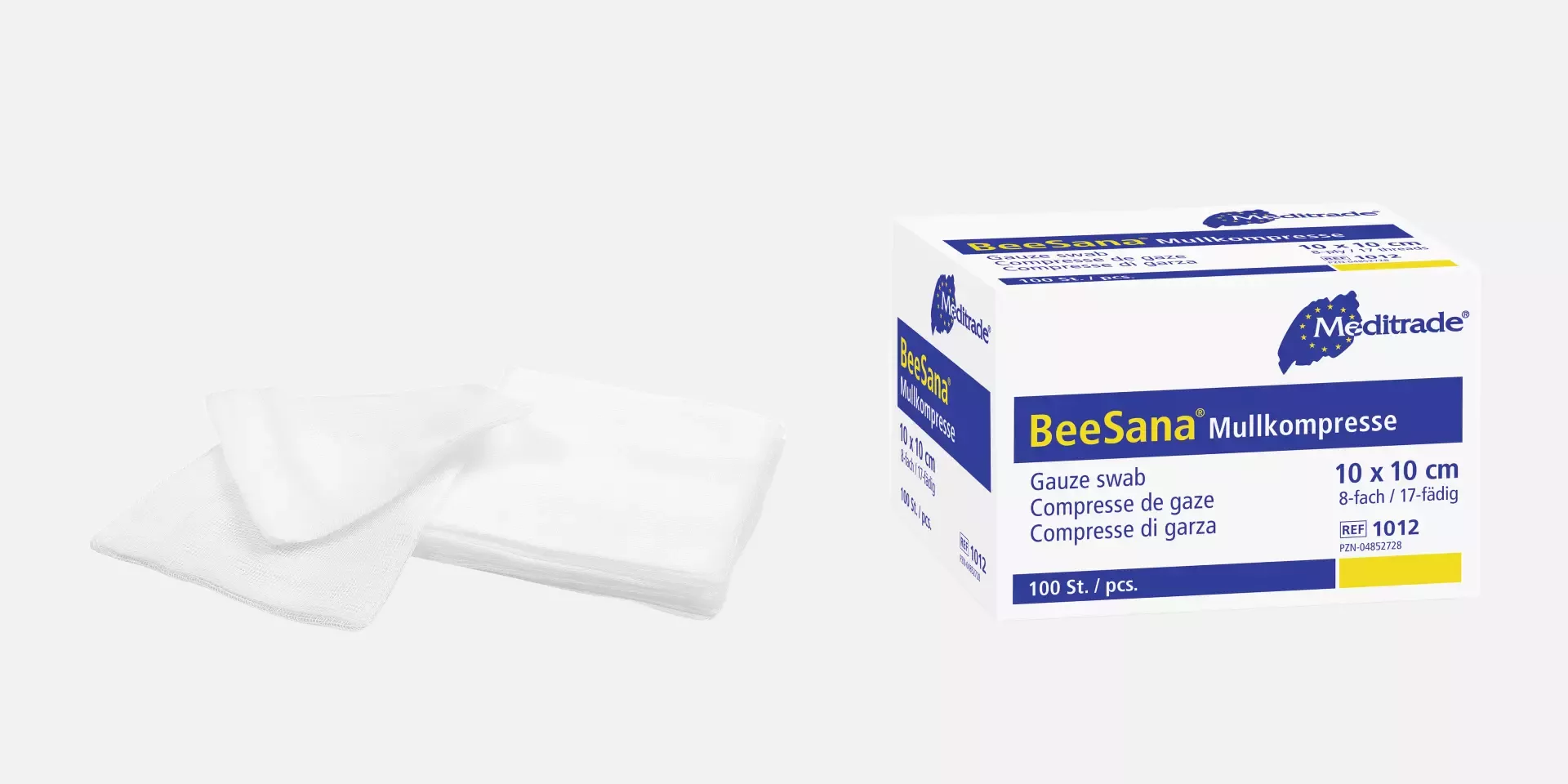 Meditrade 1012, BeeSana® Gauze Swab, Without X-Ray Detectable Thread, Non-Sterile, 8-Ply, 10 x 10 cm, image 1