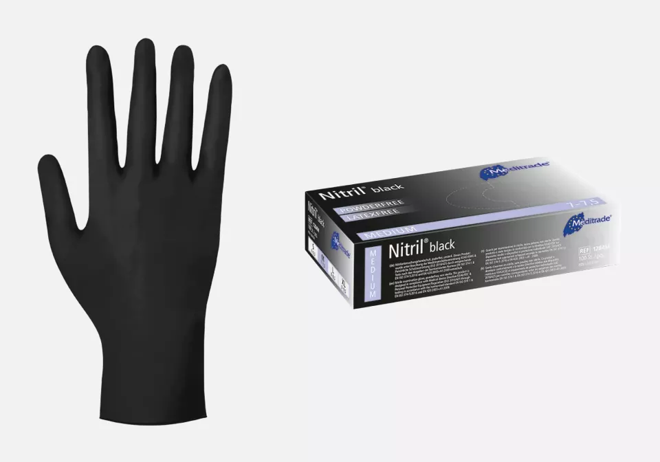 Meditrade 1284, Nitril® Black Nitrile Examination Glove, Powder-Free, image 2, gallery thumbnail