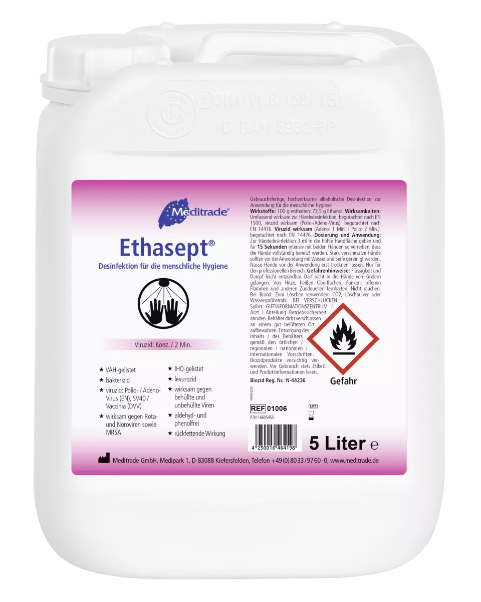 Meditrade 01006, Ethasept® Hand Sanitizer, 5 L, image 1, gallery thumbnail