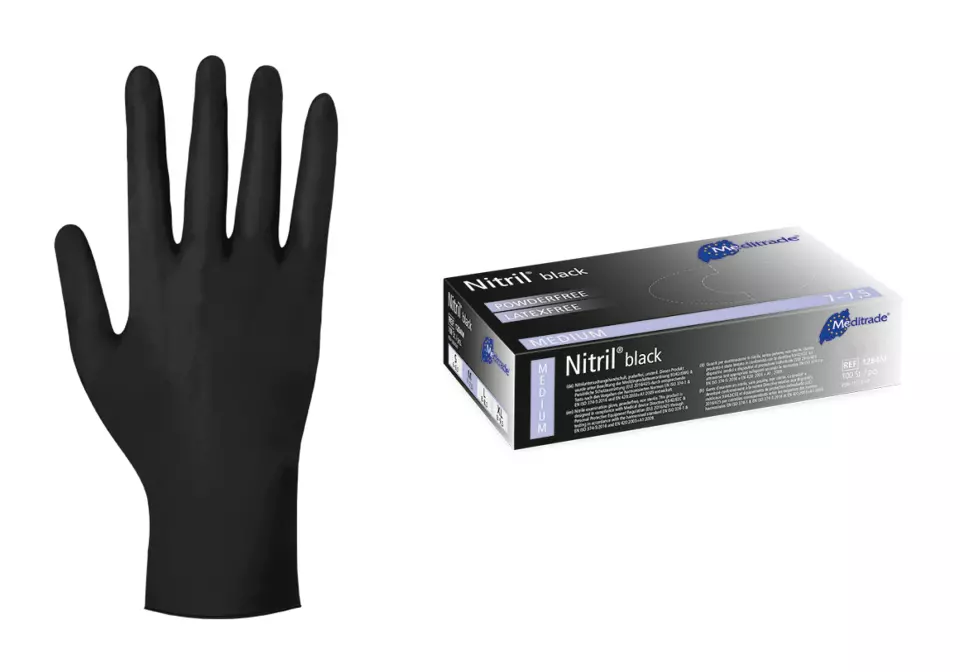 Meditrade 1284, Nitril® Black Nitrile Examination Glove, Powder-Free, image 2, gallery thumbnail