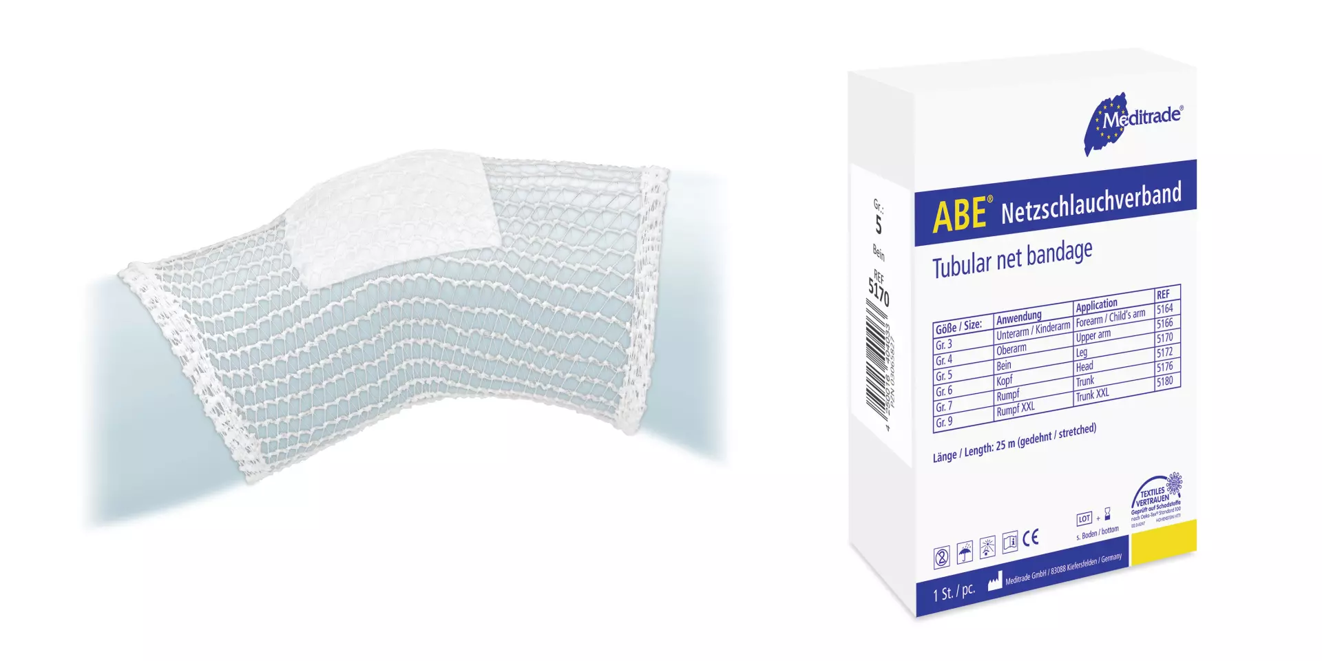 Meditrade 5164, ABE® Tubular Net Bandage, 2.2 cm x 25 m, Forearm, image 1