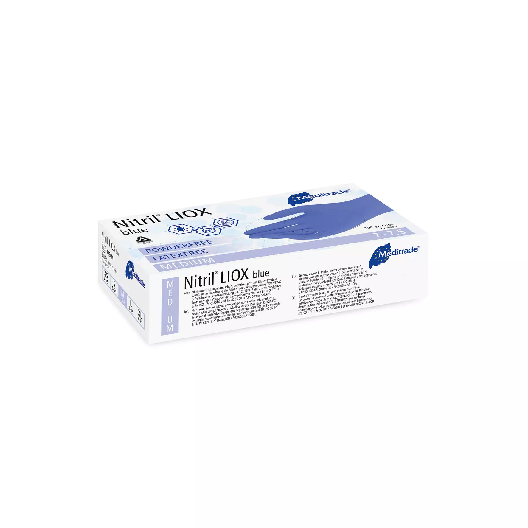 Meditrade 2284, Nitril® LIOX Antimicrobial Nitrile Examination Glove, Blue, Powder-Free, image 2