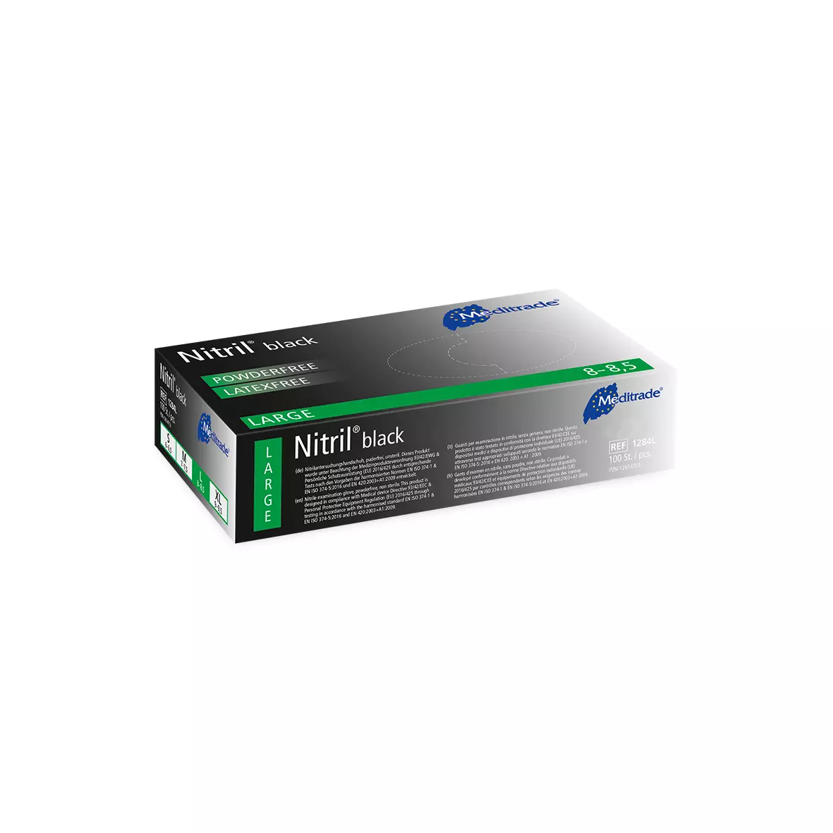 Meditrade 1284, Nitril® Black Nitrile Examination Glove, Powder-Free, image 1