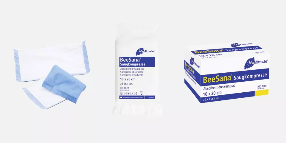Meditrade 1228, BeeSana® Absorbent Dressing Pad, Non-Sterile, 10 x 20 cm, image 1, gallery thumbnail