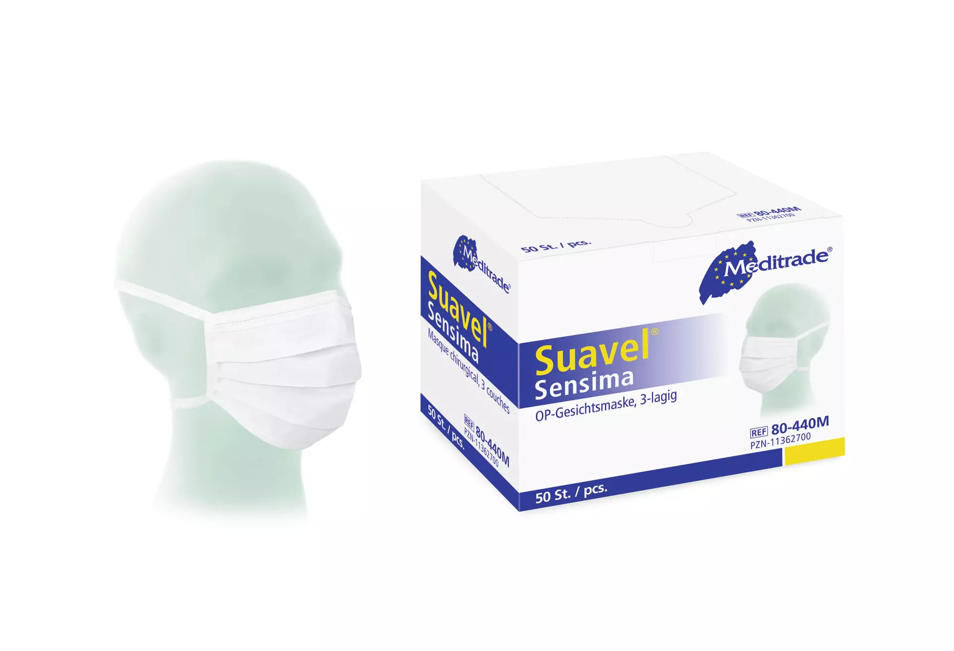 Meditrade 80-440M, Suavel® Sensima Surgical Mask for Allergy Sufferers, White, image 1