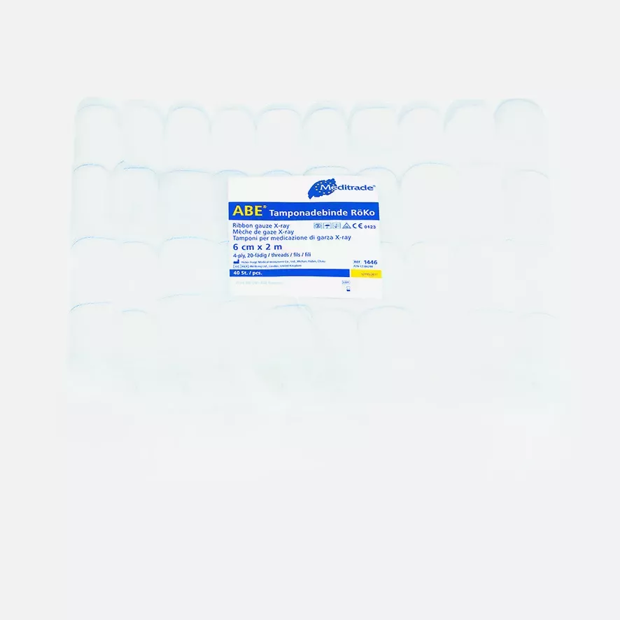 Meditrade 1446, Ribbon Gauze, with X-ray Contrast Thread, Non-Sterile, 6 cm x 2 m, Type 20, image 1
