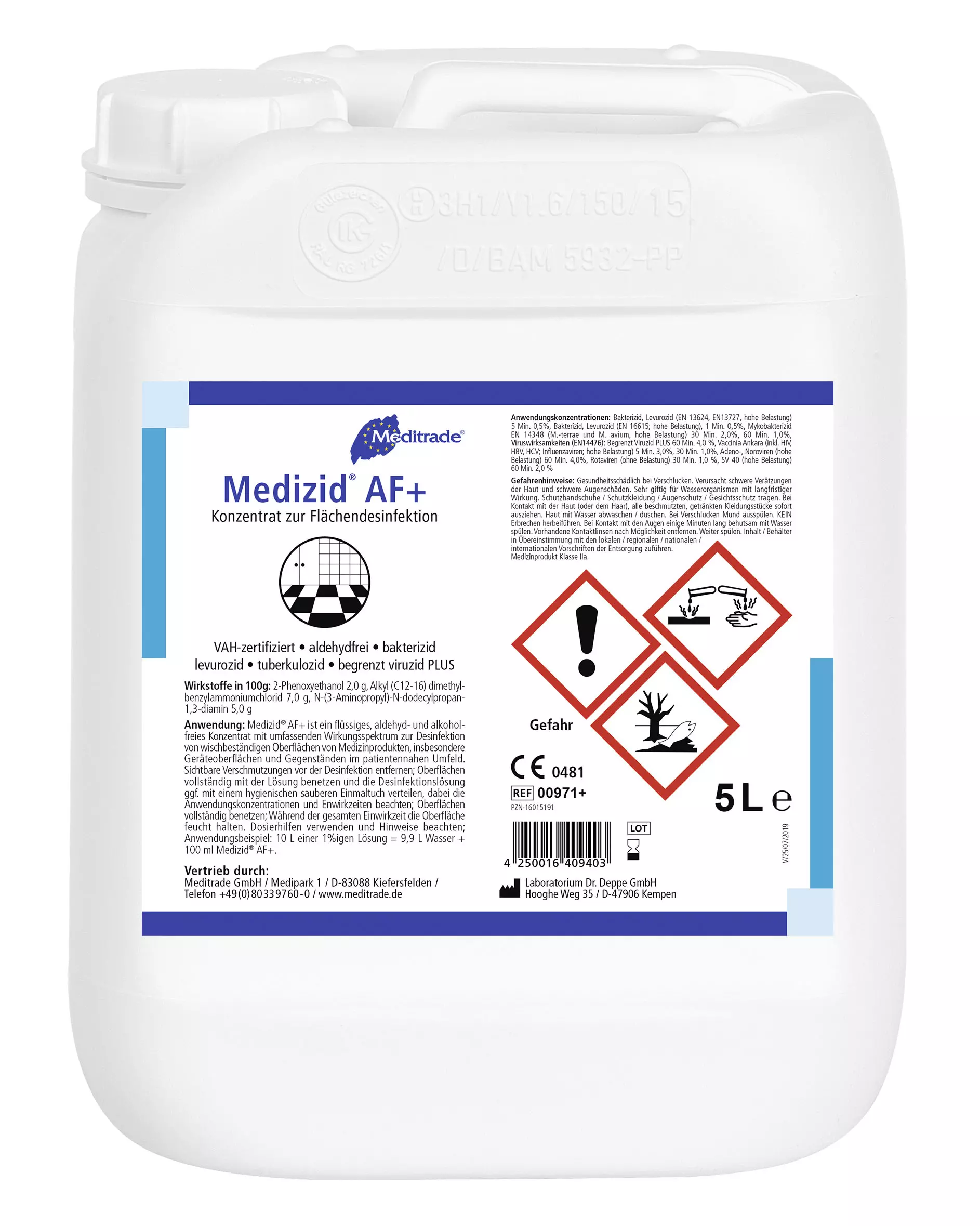 Meditrade 00971, Medizid® AF+ Aldehyditön pintadesinfiointi, 5 L, image 1
