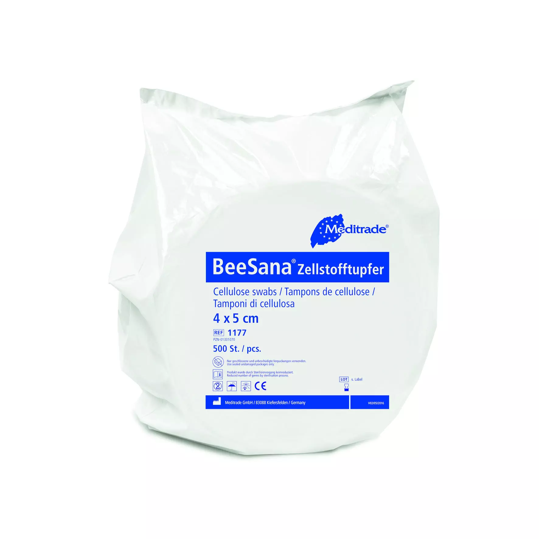 Meditrade 1177, BeeSana® Cellulose Swab, 4 x 5 cm, Sterilized, image 1