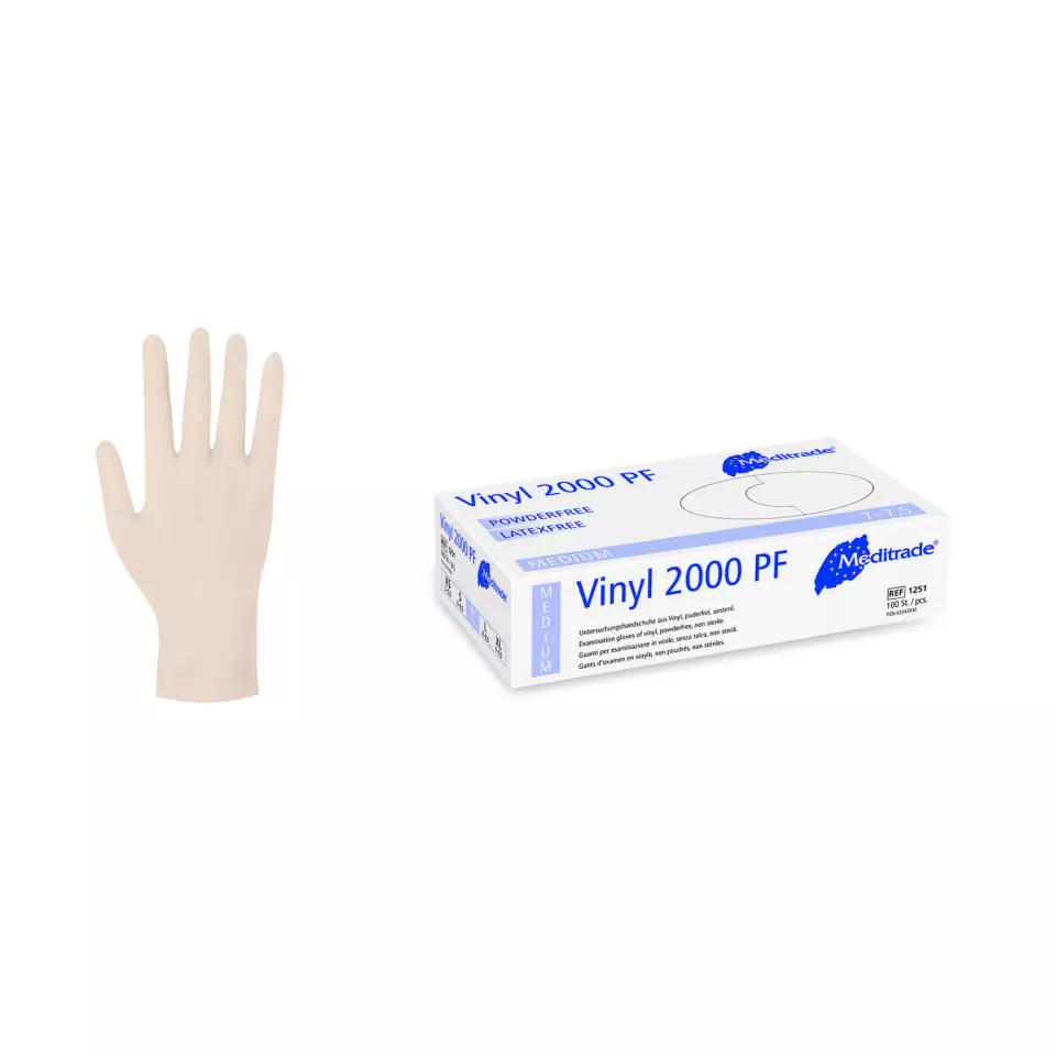 Meditrade 1251, Vinyl 2000 PF Vinyl Examination Glove, Powder-Free, image 2, gallery thumbnail