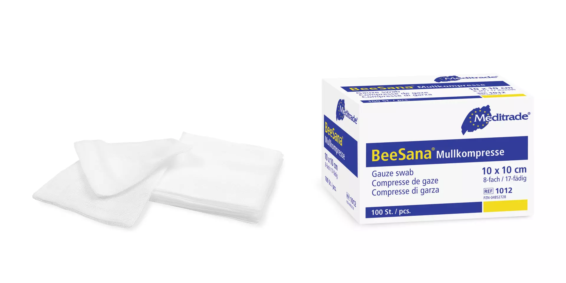 Meditrade 1012, BeeSana® Gauze Compress, Without X-Ray Detectable Thread, Non-Sterile, 8-Ply, 10 x 10 cm, image 1