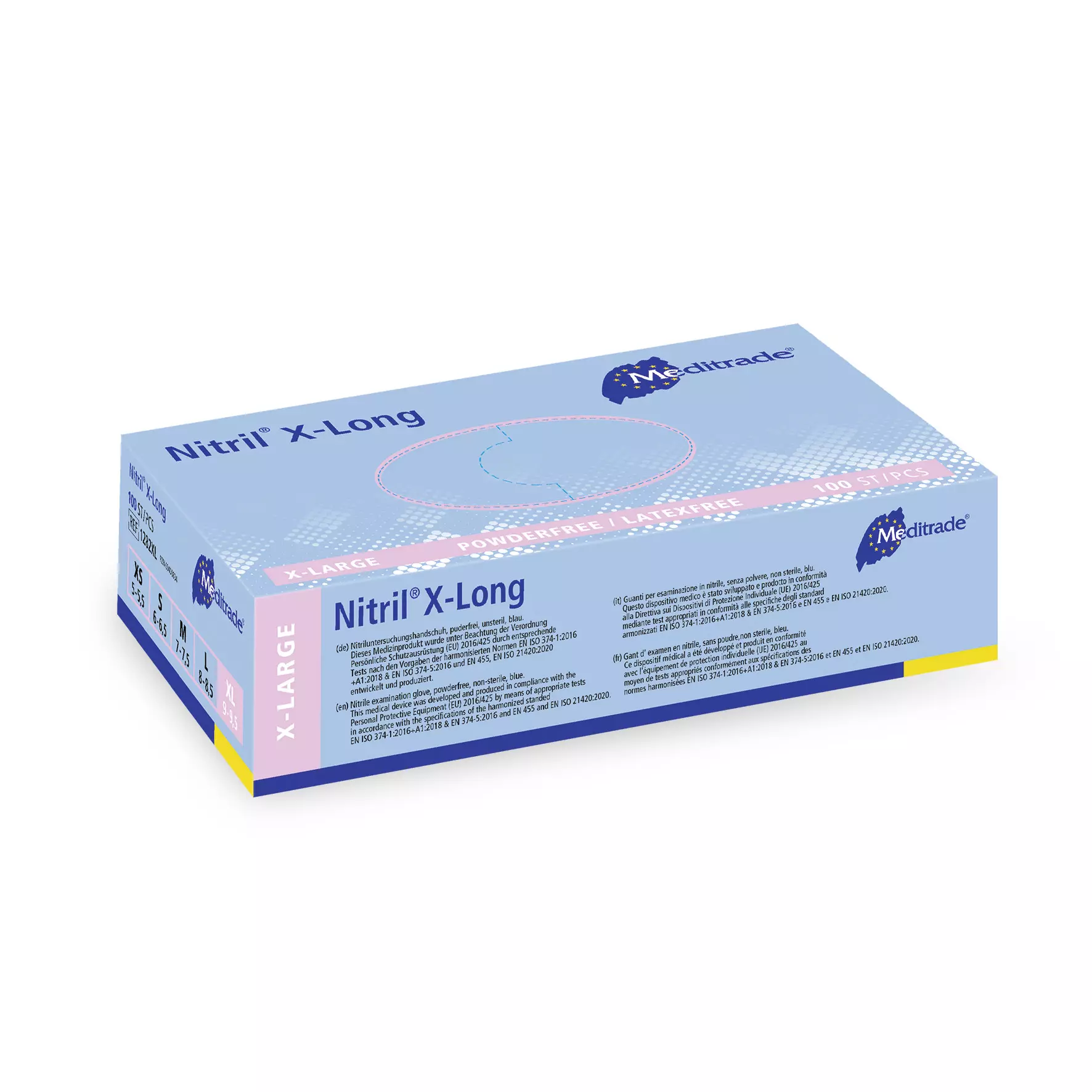 Meditrade 1282, Nitril® 3000 XLong Blue Nitrile Examination Glove, Powder-Free, image 5