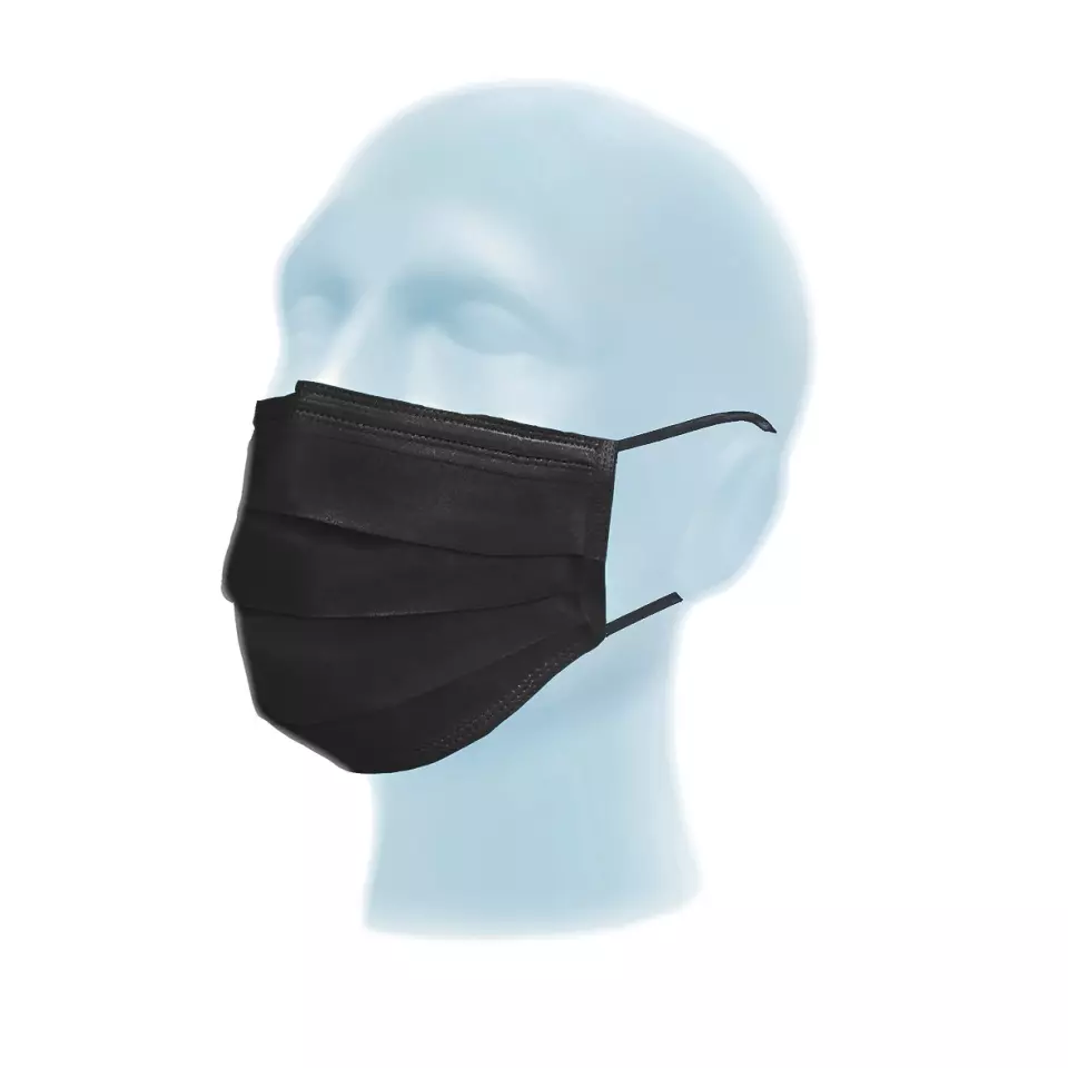 Meditrade 80-904, Suavel® Protec Black Surgical mask with elastic ear loops, Black, Type II, image 1, gallery thumbnail