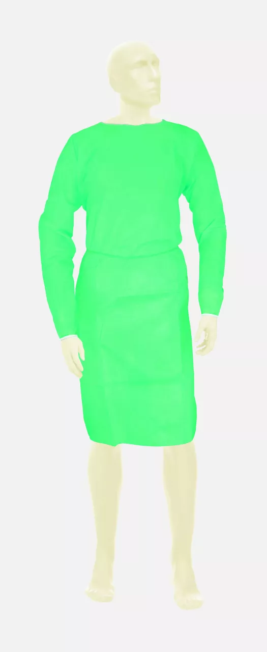 Meditrade 3685, BeeSana® PP Gown 23 g, with Elastic Bands, 110 cm x 140 cm, Green, image 1, gallery thumbnail