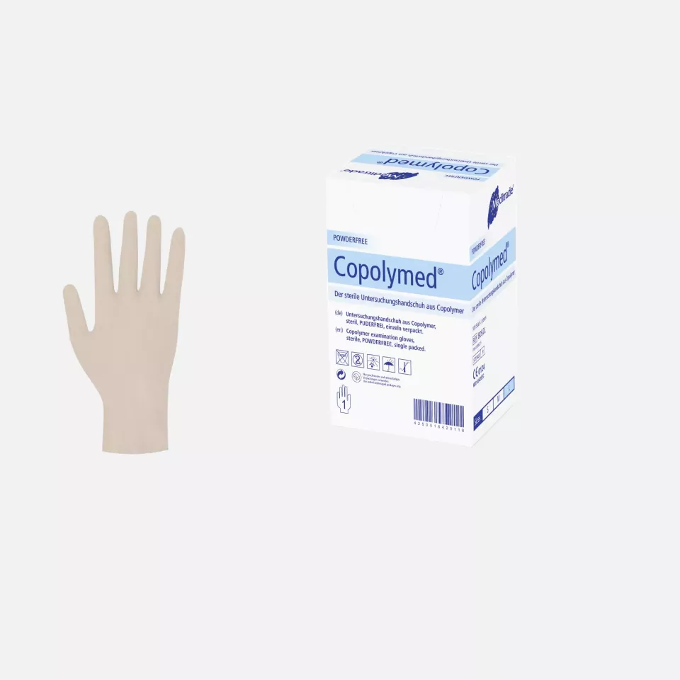 Meditrade 8092, Copolymed™ Individually Packed Copolymer Examination Glove, Sterile, image 1, gallery thumbnail