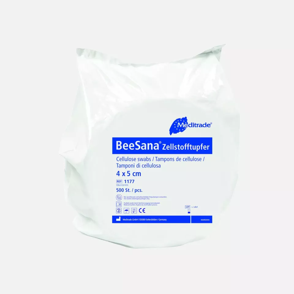 Meditrade 1177, BeeSana® Cellulose Swabs, 4 x 5 cm, Sterilized, image 1, gallery thumbnail