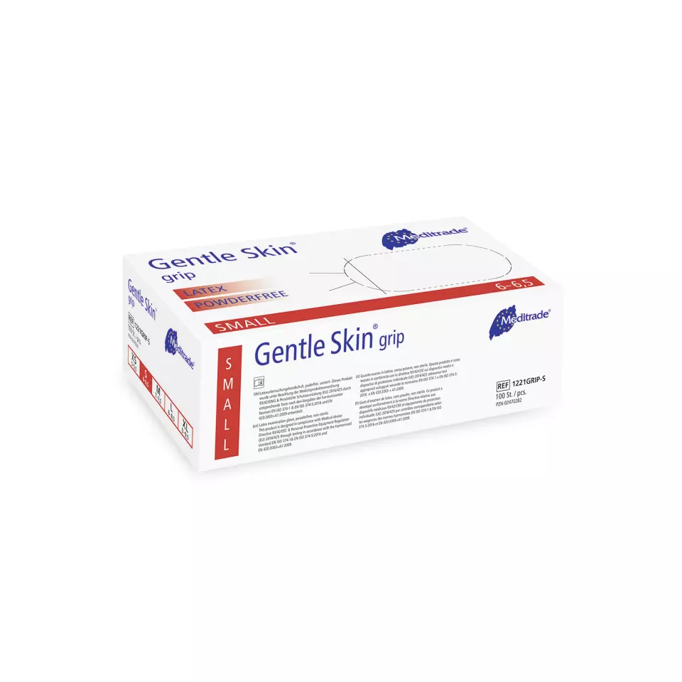 Meditrade 1221I, Gentle Skin® compact+ Latex Examination Glove, Powder-Free, image 1, gallery thumbnail