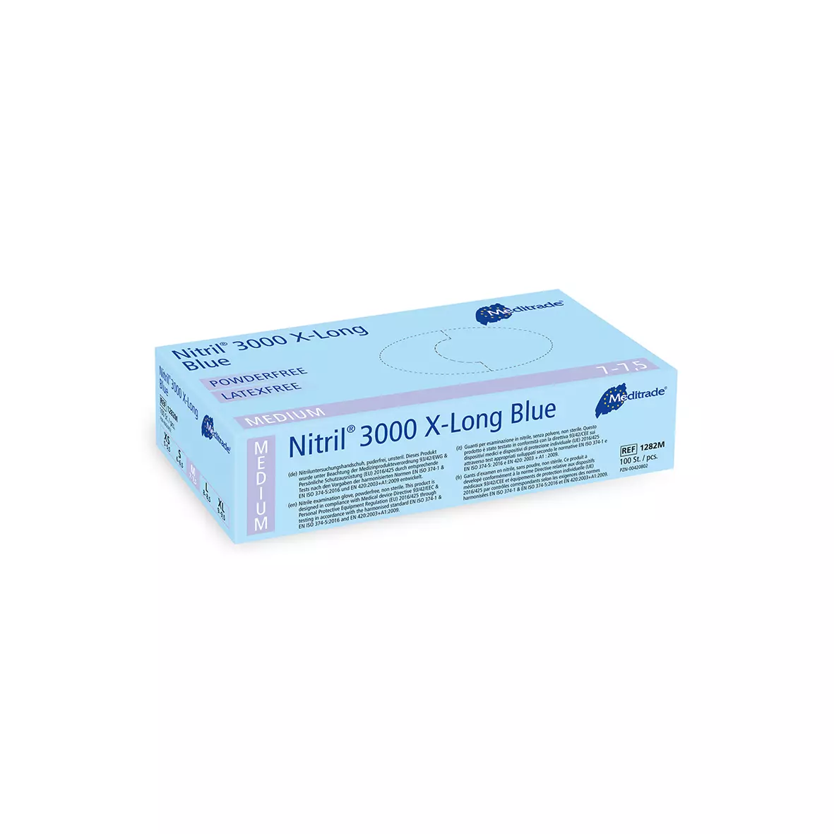 Meditrade 1282, Nitril® 3000 XLong Blue Nitrile Examination Glove, Powder-Free, image 3