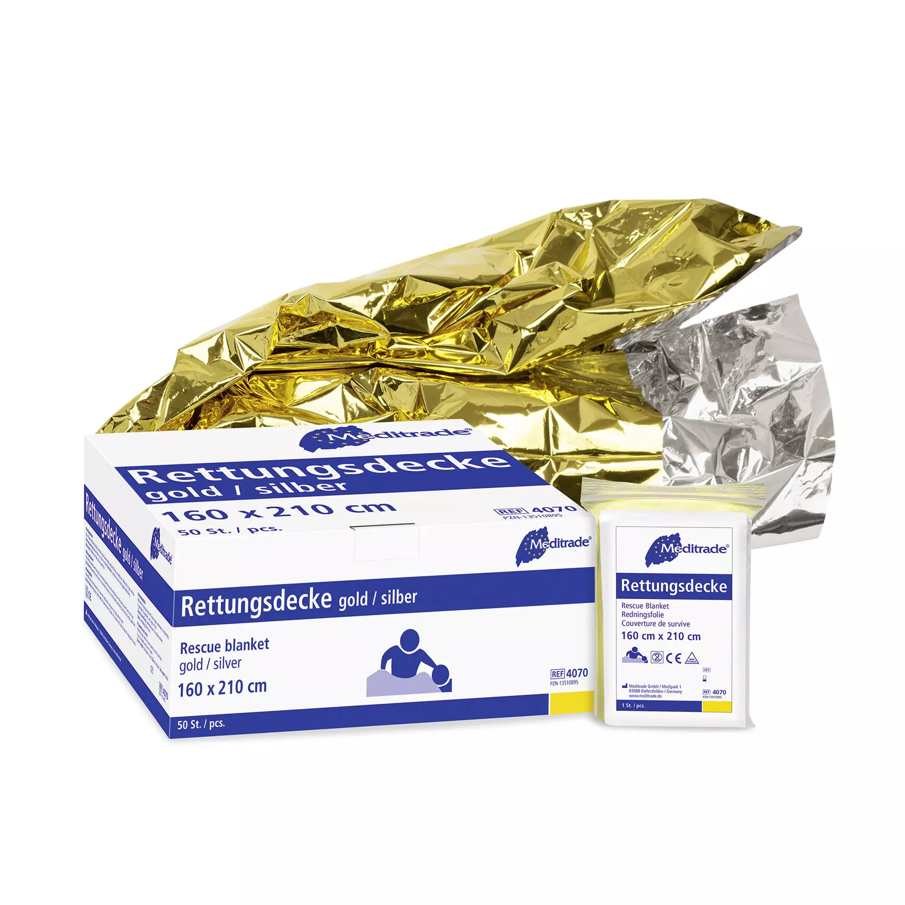 Meditrade 4070, Rescue Blanket, Gold/Silver, 160 x 210 cm, image 1