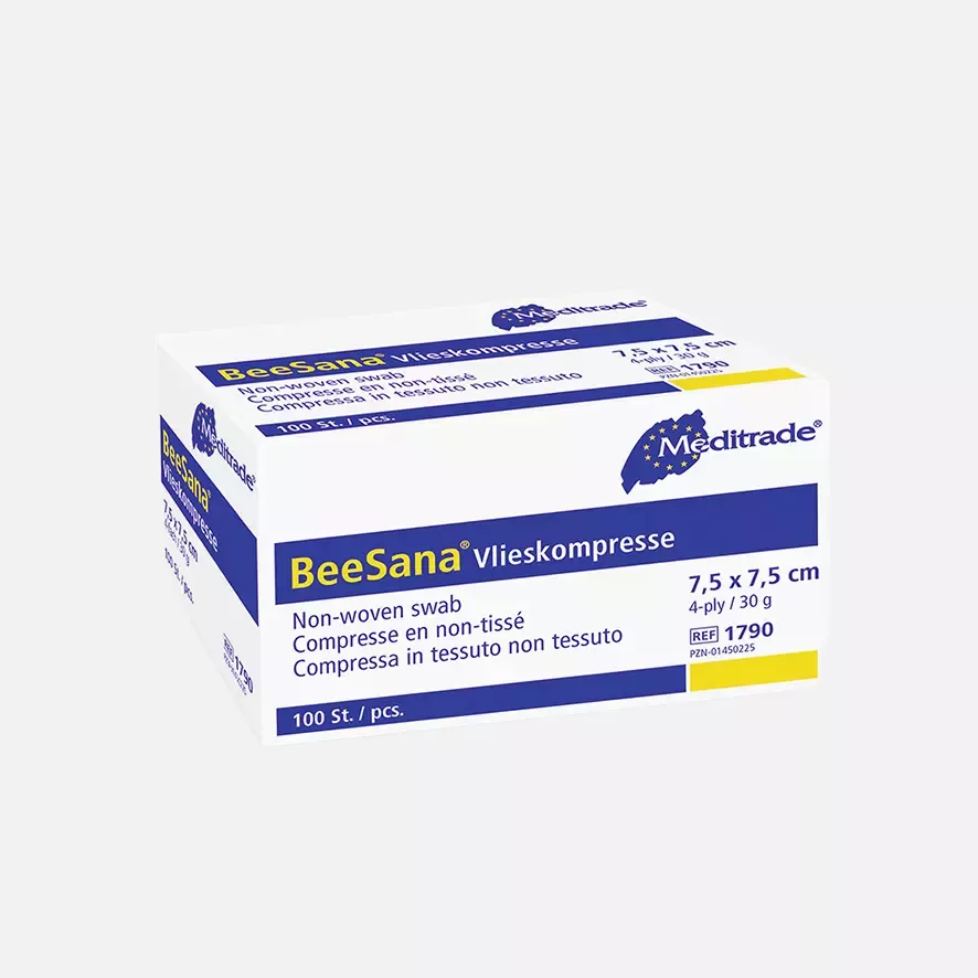 Meditrade 1790, BeeSana® Non-Woven Swab, Non-Sterile, 4-Ply, 30 g, 7.5 x 7.5 cm, image 1