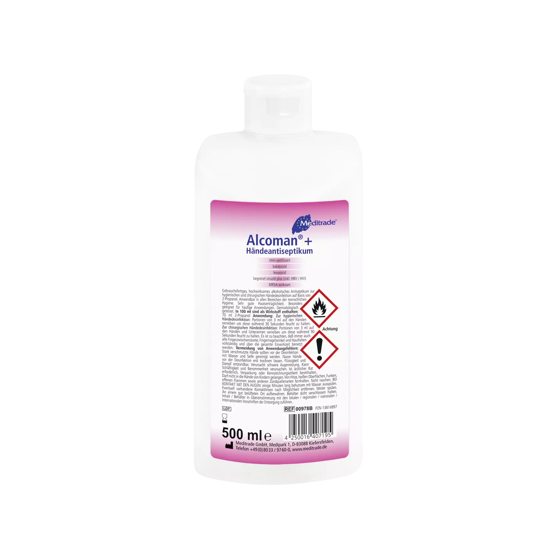 Meditrade 00978D, Alcoman® Hand Sanitizer, 500 ml, image 1