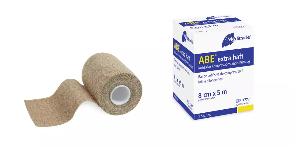 Meditrade 1777, ABE® extra Cohesive Short-Stretch Bandage, 8 cm x 5 m, image 1, gallery thumbnail