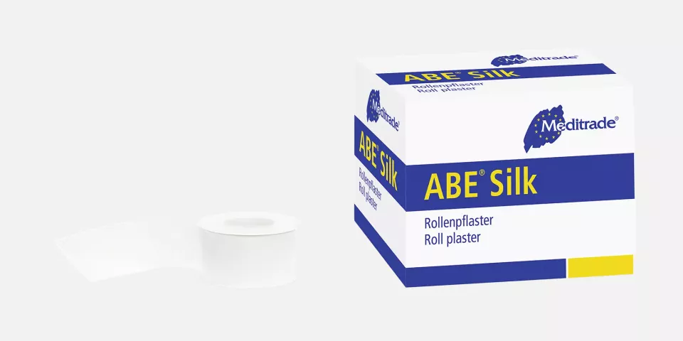 Meditrade 9531, ABE® Silk Roll Plaster, with Protective Ring, 2.5 cm x 5 m, image 1, gallery thumbnail