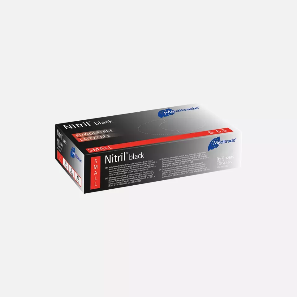 Meditrade 1284, Nitril® Black Nitrile Examination Glove, Powder-Free, image 3, gallery thumbnail