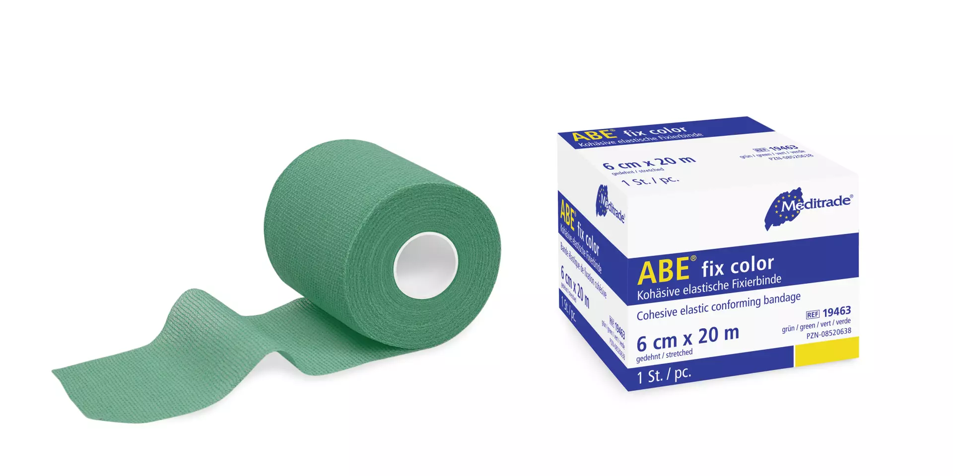 Meditrade 19463, ABE® fix Color Highly Elastic Conforming Bandage, 6 cm x 20 m, Green, image 1