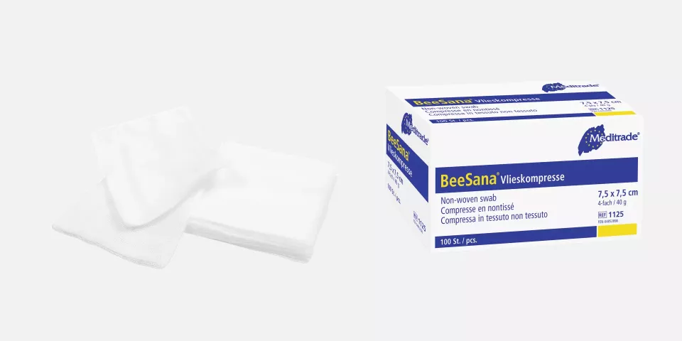 Meditrade 1125, BeeSana® Non-Woven Swab, Non-Sterile, 4-Ply, 40 g, 7.5 x 7.5 cm, image 1, gallery thumbnail