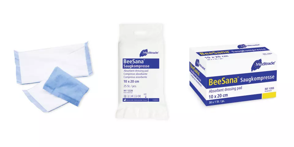 Meditrade 1228, BeeSana® Absorbent Dressing Pad, Non-Sterile, 10 x 20 cm, image 1, gallery thumbnail