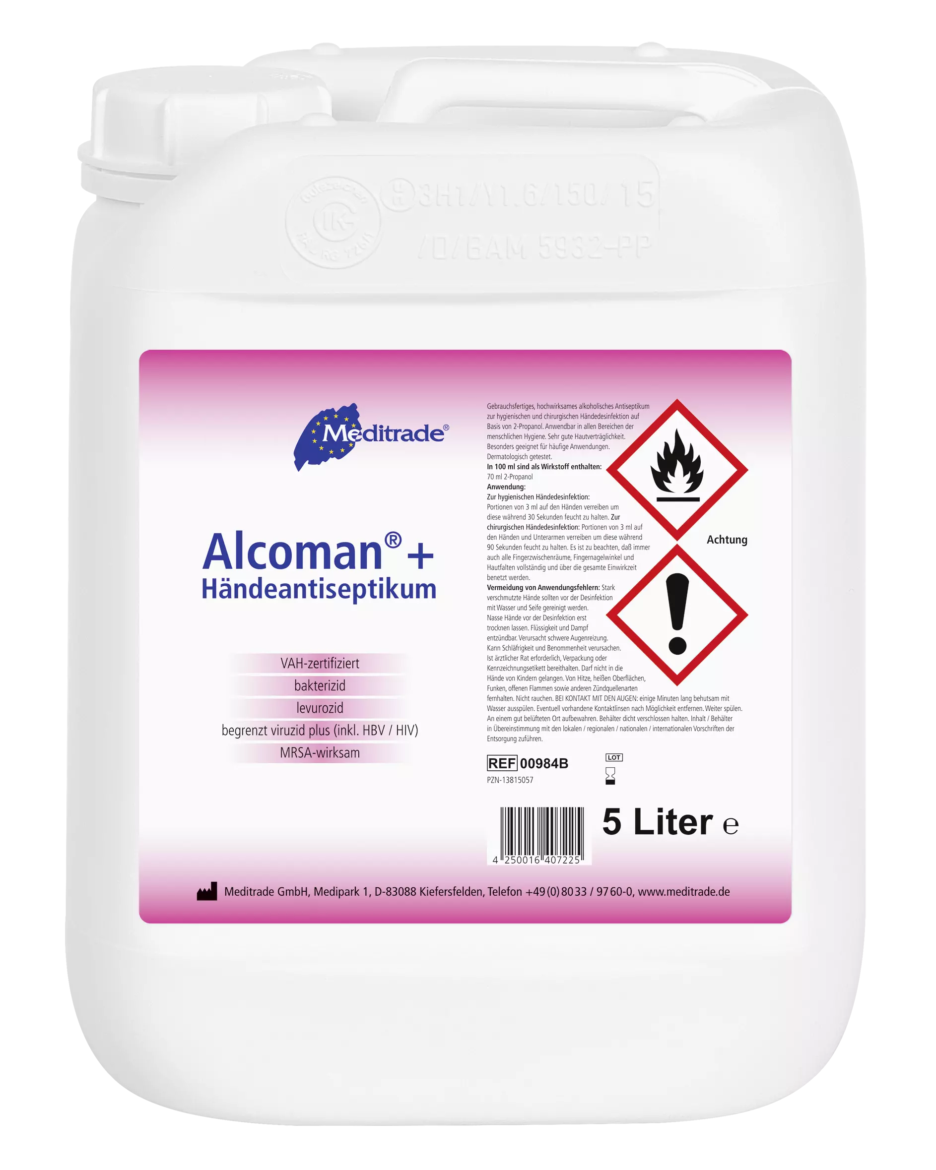 Meditrade 00984D, Alcoman® Hand Sanitizer, 5 L, image 1
