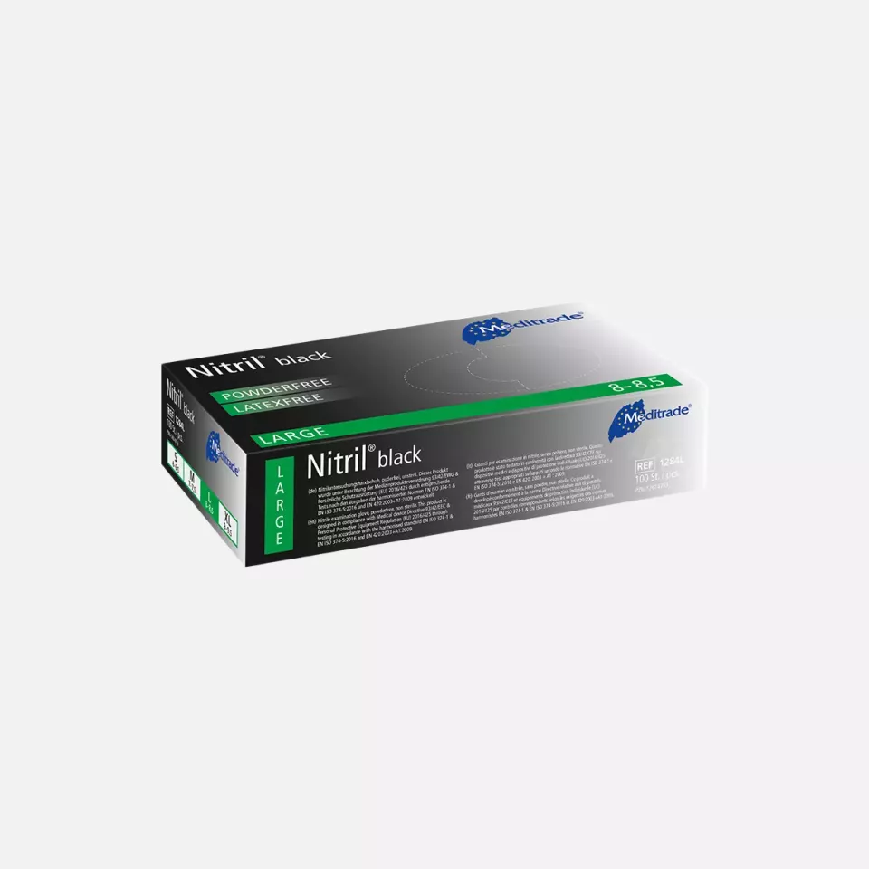 Meditrade 1284, Nitril® Black Nitrile Examination Glove, Powder-Free, image 1, gallery thumbnail