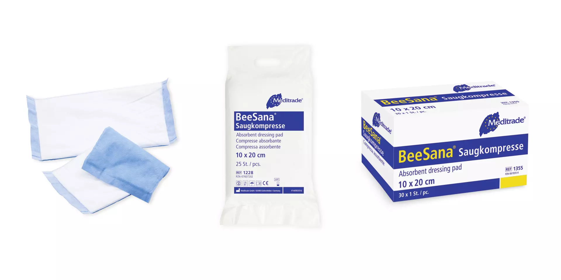 Meditrade 1228, BeeSana® Absorbent Dressing Pad, Non-Sterile, 10 x 20 cm, image 1
