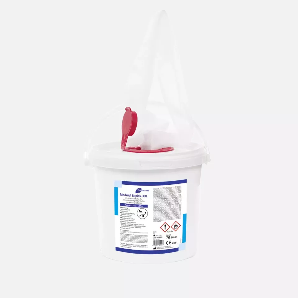 Meditrade 00946, Medizid® Rapid+ Disinfectant Wipes, Wipes in Bucket, image 1, gallery thumbnail